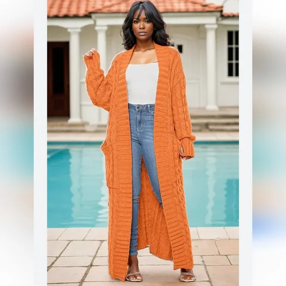 Orange Chunky long sweater - Picture 1 of 4